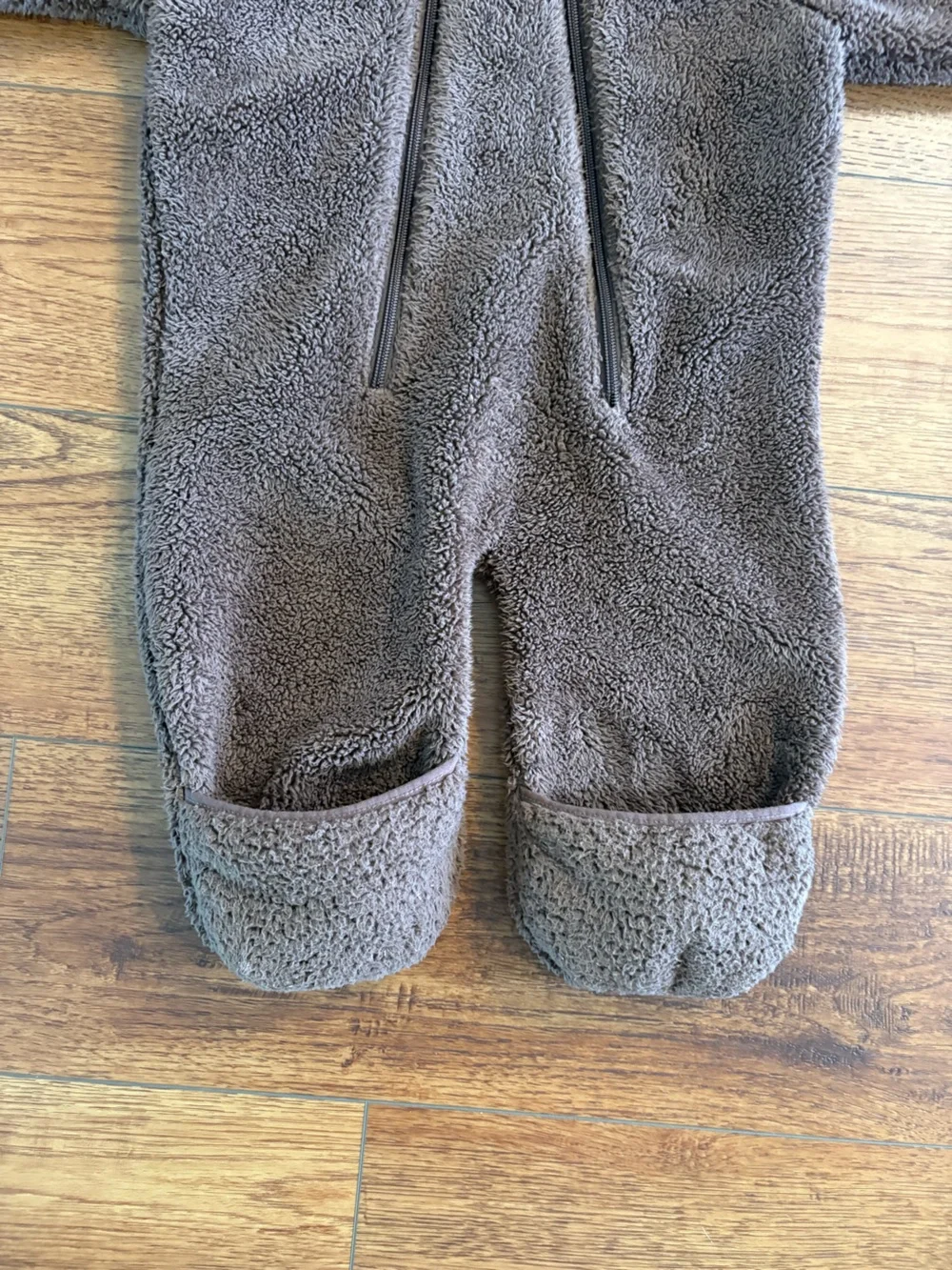 L.L.Bean Baby Bear Fleece Bunting Brown Hooded 6-12M